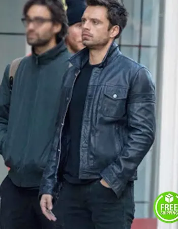 THE FALCON AND THE WINTER SOLDIER SEBASTIAN STAN (BUCKY BARNES) BLACK LEATHER JACKET THE FALCON AND THE WINTER SOLDIER SEBASTIAN STAN (BUCKY BARNES) BLACK LEATHER JACKET