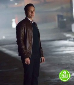 CASTLE SEAMUS DEVER (KEVIN RYAN) BROWN LEATHER JACKET