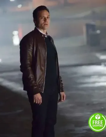 CASTLE SEAMUS DEVER (KEVIN RYAN) BROWN LEATHER JACKET