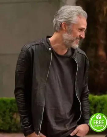 DAD WANTED JUAN PABLO MEDINA (ALBERTO) BLACK LEATHER JACKET