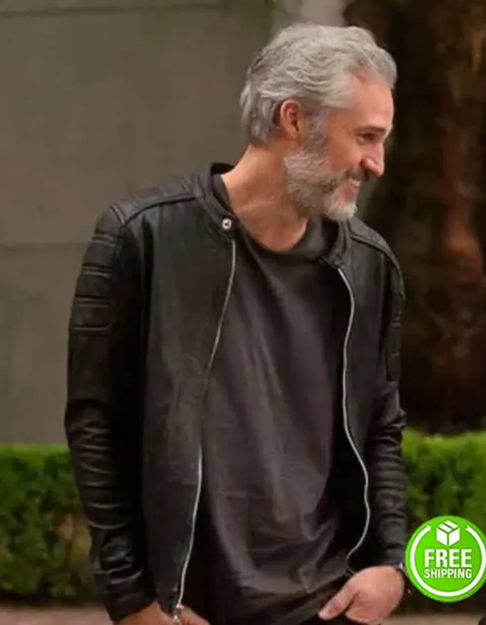 DAD WANTED JUAN PABLO MEDINA (ALBERTO) BLACK LEATHER JACKET