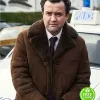 DES DANIEL MAYS (DCI PETER JAY) BROWN SHEARLING SUEDE LEATHER COAT