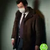 DES DANIEL MAYS (DCI PETER JAY) BROWN SHEARLING SUEDE LEATHER COAT