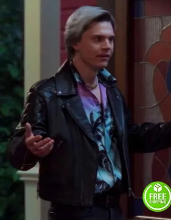 WANDAVISION EVAN PETERS (PIETRO MAXIMOFF) BLACK LEATHER JACKET