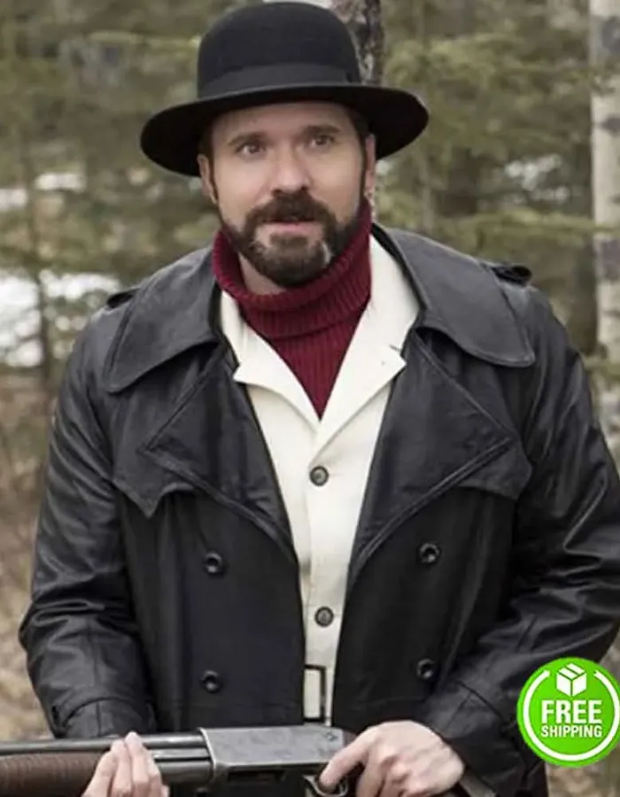 FARGO BRAD MANN (GALE KITCHEN) BLACK LEATHER TRENCH COAT