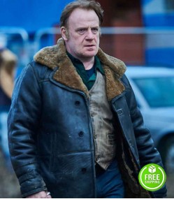 GANGS OF LONDON MARK LEWIS JONES (KINNEY EDWARDS) SHEARLING BLACK LEATHER COAT