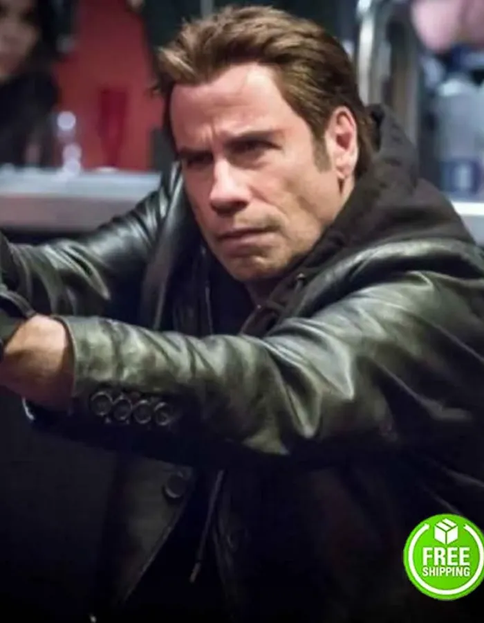 I AM WRATH JOHN TRAVOLTA (STANLEY HILL) BLACK LEATHER COAT