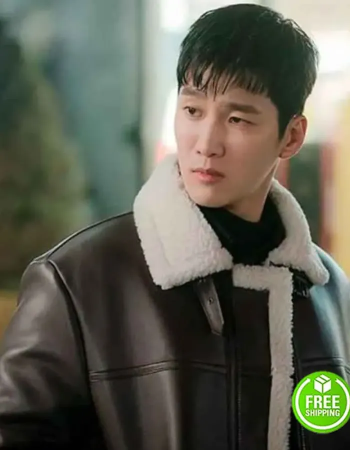 ITAEWON CLASS AHN BO-HYUN (JANG GEUN WON) SHEARLING BROWN LEATHER COAT