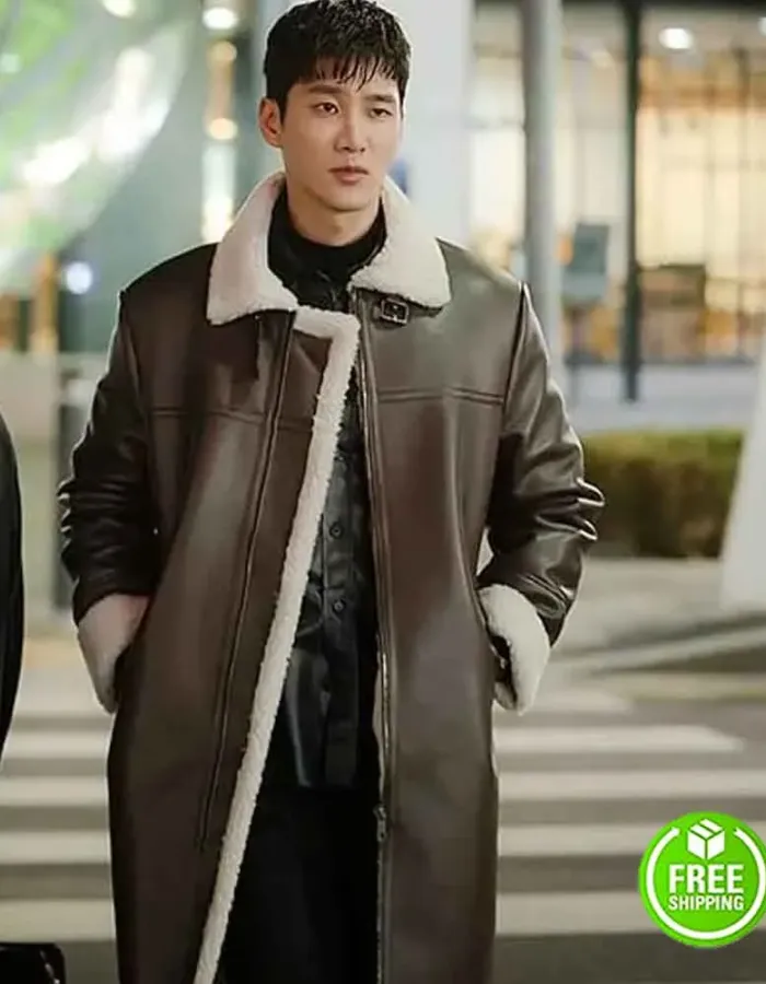 ITAEWON CLASS AHN BO-HYUN (JANG GEUN WON) SHEARLING BROWN LEATHER COAT
