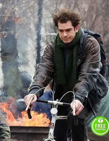 TICK TICK BOOM ANDREW GARFIELD (JON) BROWN LEATHER JACKET