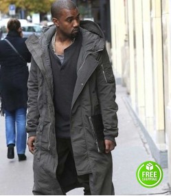KANYE WEST GREY LONG COTTON COAT KANYE WEST GREY LONG COTTON COAT