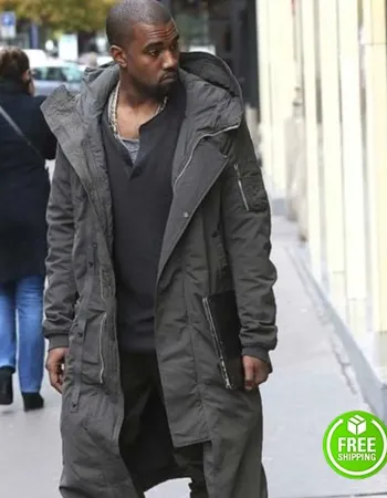 KANYE WEST GREY LONG COTTON COAT