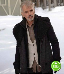 FARGO BILLY BOB THORNTON (LORNE MALVO) BLACK SHEARLING PEACOAT