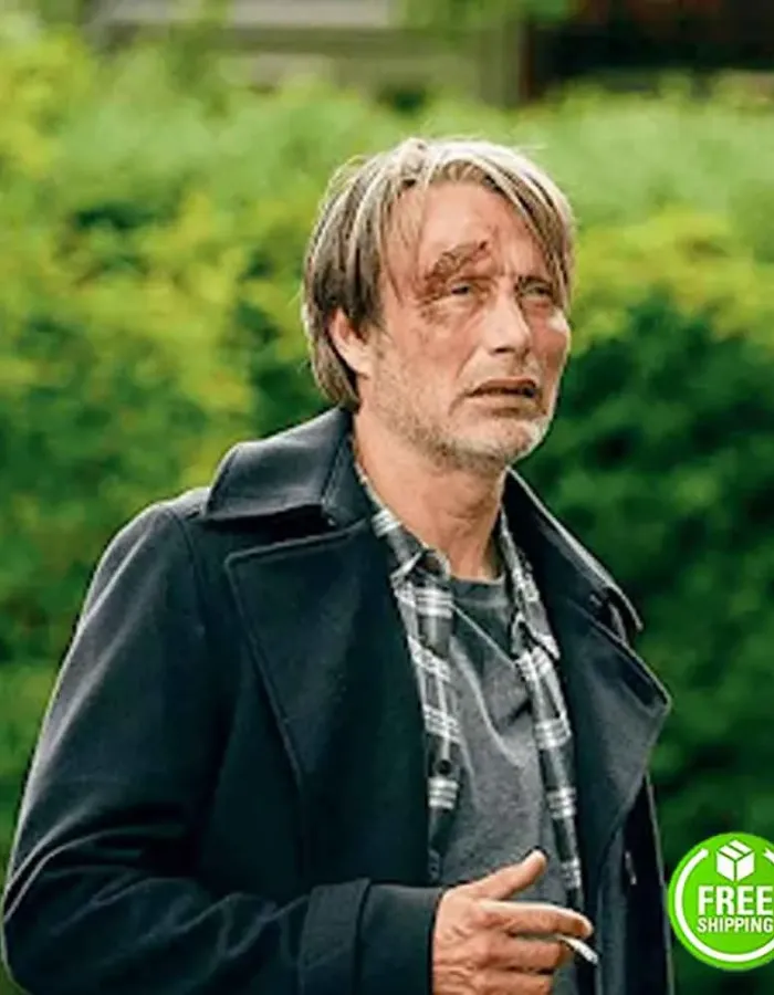 ANOTHER ROUND MADS MIKKELSEN (MARTIN) BLACK TRENCH COAT ANOTHER ROUND MADS MIKKELSEN (MARTIN) BLACK TRENCH COAT