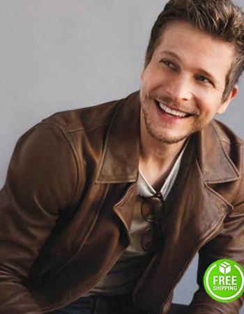 THE RESIDENT MATT CZUCHRY (CONRAD HAWKINS) BROWN BIKER LEATHER JACKET