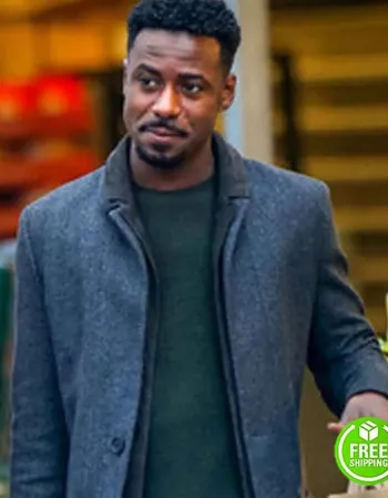 MODERN LOVE GARY CARR (JEFF) BLUE WOOL COAT