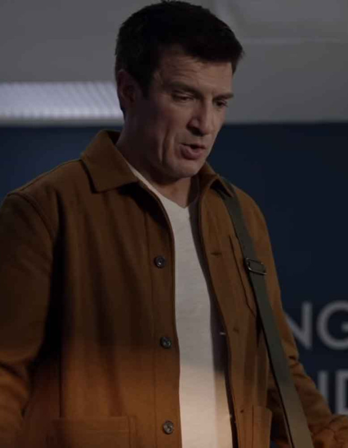 THE ROOKIE SEASON 2 NATHAN FILLION (JOHN NOLAN) BROWN SUEDE JACKET THE ROOKIE SEASON 2 NATHAN FILLION (JOHN NOLAN) BROWN SUEDE JACKET