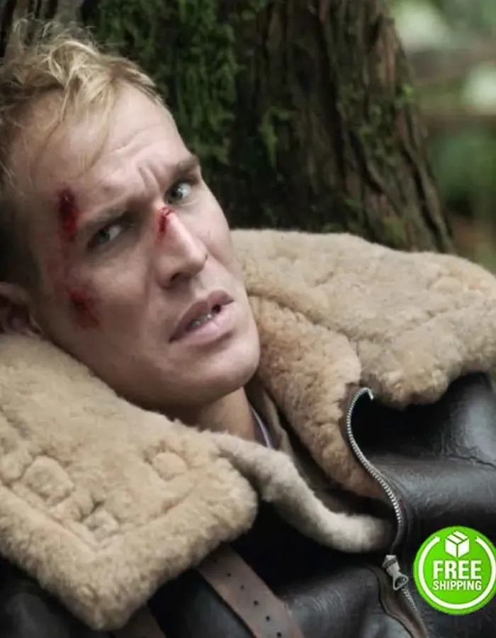 PROJECT BLUE BOOK SEASON 2 WILLEM VAN DER VEGT (ALEX) BLACK SHEARLING LEATHER JACKET PROJECT BLUE BOOK SEASON 2 WILLEM VAN DER VEGT (ALEX) BLACK SHEARLING LEATHER JACKET