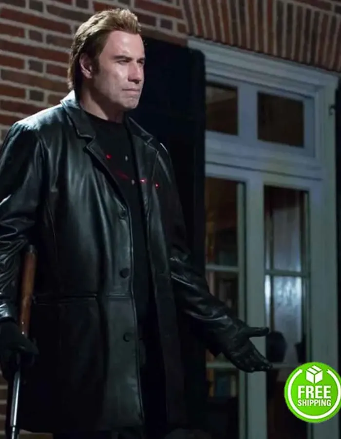 I AM WRATH JOHN TRAVOLTA (STANLEY HILL) BLACK LEATHER COAT