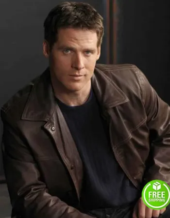 STARGATE SG-1 BEN BROWDER (CAMERON MITCHELL) BROWN LEATHER JACKET