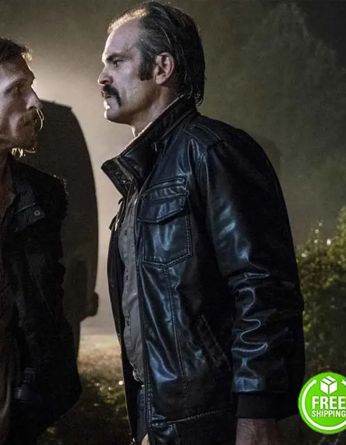 THE WALKING DEAD STEVEN OGG (SIMON) BLACK LEATHER JACKET THE WALKING DEAD STEVEN OGG (SIMON) BLACK LEATHER JACKET