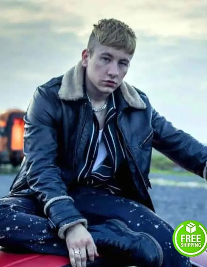 THE ETERNALS BARRY KOEGHAN (DRUIG) FUR COLLAR BLACK LEATHER JACKET