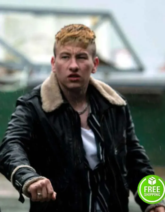 THE ETERNALS BARRY KOEGHAN (DRUIG) FUR COLLAR BLACK LEATHER JACKET