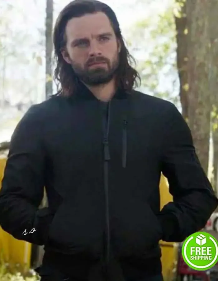 THE FALCON AND THE WINTER SOLDIER SEBASTIAN STAN (BUCKY BARNES) BLACK BOMBER JACKET THE FALCON AND THE WINTER SOLDIER SEBASTIAN STAN (BUCKY BARNES) BLACK BOMBER JACKET