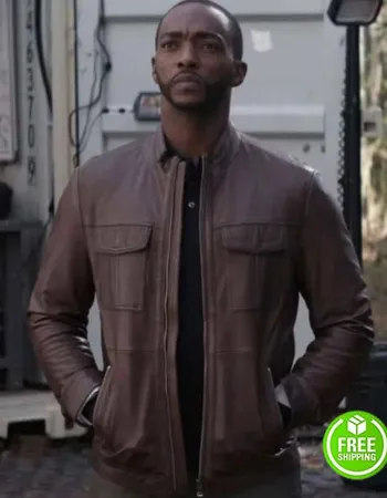 THE FALCON AND THE WINTER SOLDIER ANTHONY MACKIE (SAM WILSON) BROWN LEATHER JACKET