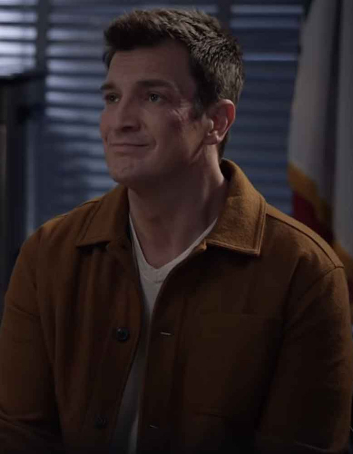 THE ROOKIE SEASON 2 NATHAN FILLION (JOHN NOLAN) BROWN SUEDE JACKET THE ROOKIE SEASON 2 NATHAN FILLION (JOHN NOLAN) BROWN SUEDE JACKET