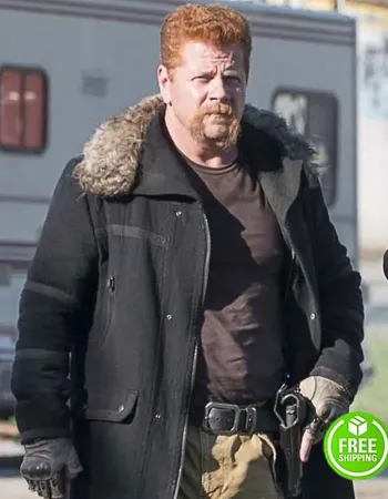 THE WALKING DEAD MICHAEL CUDLITZ (ABRAHAM FORD) FUR COLLAR BLACK JACKET