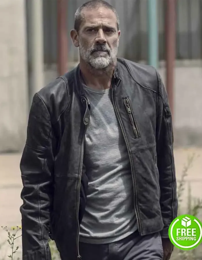 THE WALKING DEAD SEASON 9 JEFFREY DEAN MORGAN (NEGAN) BLACK LEATHER JACKET
