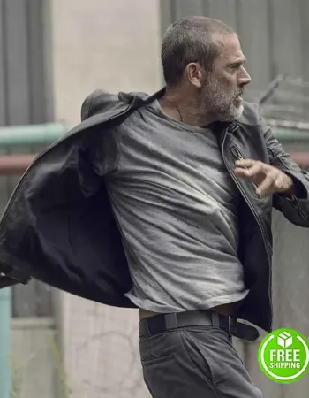THE WALKING DEAD SEASON 9 JEFFREY DEAN MORGAN (NEGAN) BLACK LEATHER JACKET