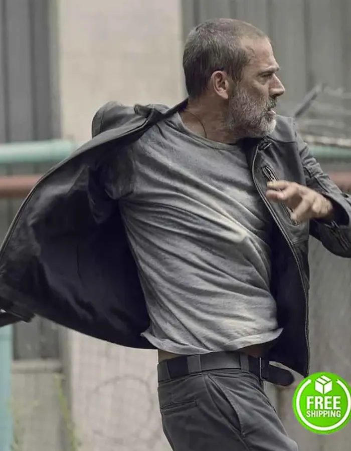 THE WALKING DEAD SEASON 9 JEFFREY DEAN MORGAN (NEGAN) BLACK LEATHER JACKET