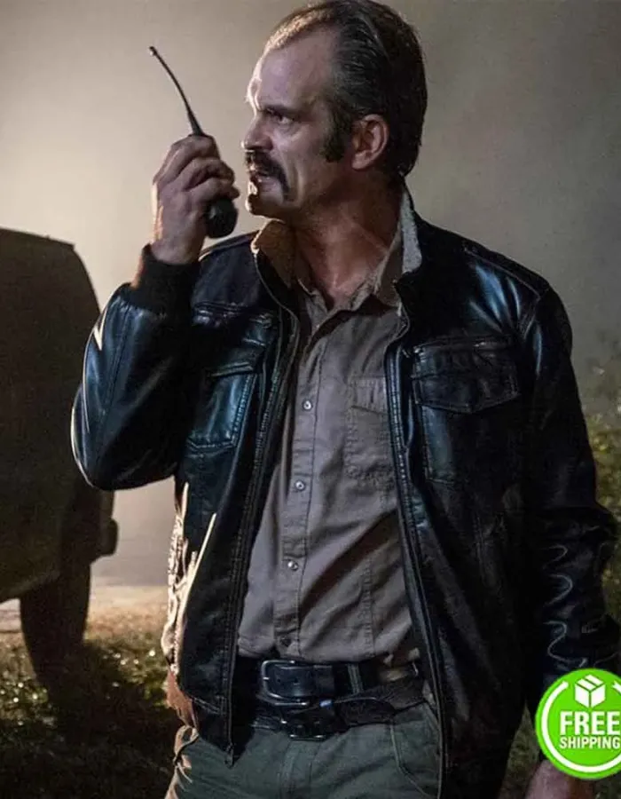 THE WALKING DEAD STEVEN OGG (SIMON) BLACK LEATHER JACKET THE WALKING DEAD STEVEN OGG (SIMON) BLACK LEATHER JACKET