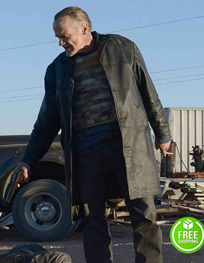 BREAKING BAD MICHAEL BOWEN (UNCLE JACK) BLACK LEATHER TRENCH COAT BREAKING BAD MICHAEL BOWEN (UNCLE JACK) BLACK LEATHER TRENCH COAT