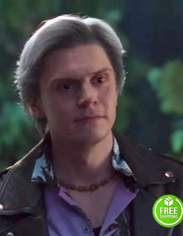 WANDAVISION EVAN PETERS (PIETRO MAXIMOFF) BLACK LEATHER JACKET