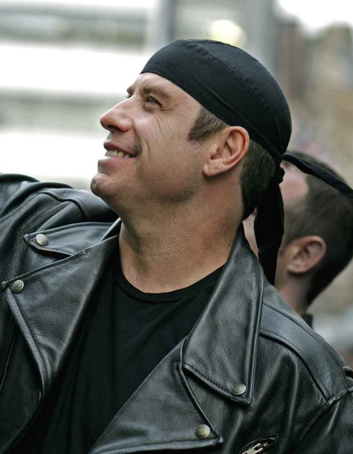 WILD HOGS JOHN TRAVOLTA (WOODY STEVENS) BLACK BIKER LEATHER JACKET