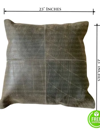 ANTIQUE BROWN DISTRESSED LEATHER THROW PILLOW