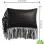 BLACK LEATHER PILLOW WITH FRINGE
