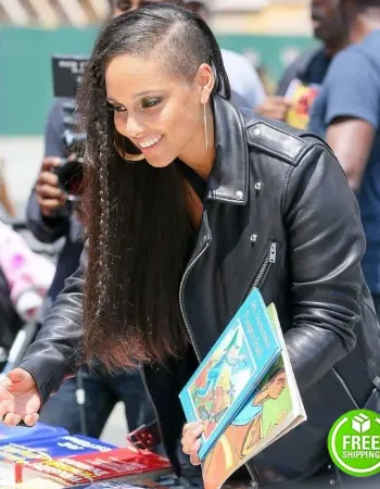 ALICIA KEYS BLACK LEATHER JACKET