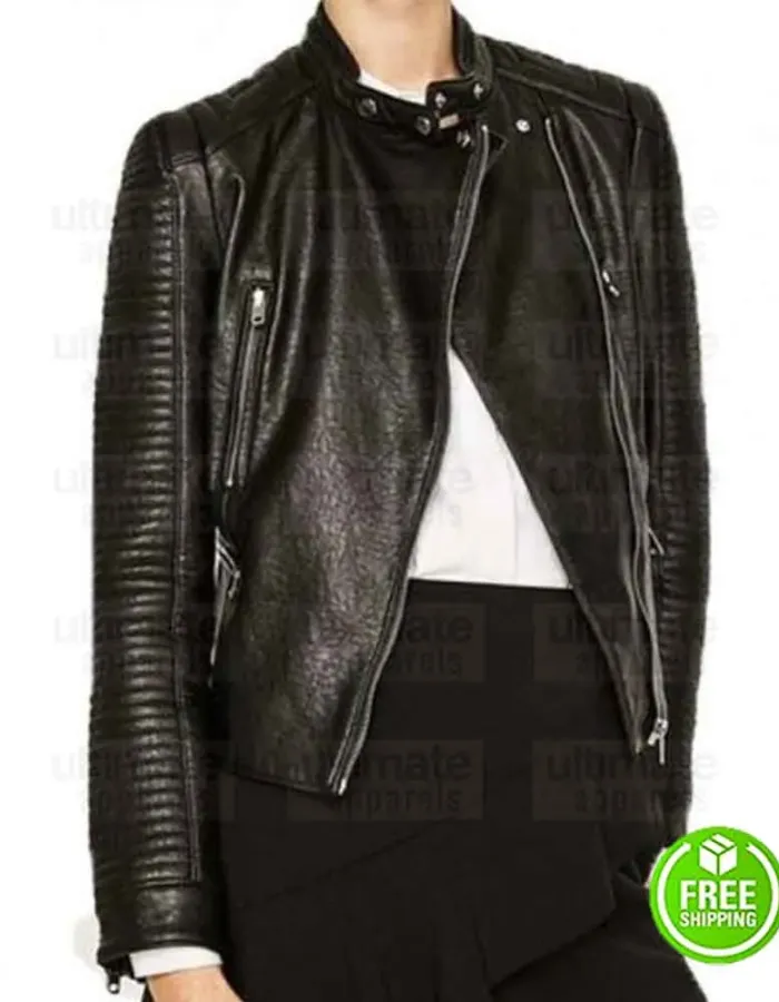 ARROW JULIANA HARKAVY (DINAH DRAKE) BLACK LEATHER JACKET ARROW JULIANA HARKAVY (DINAH DRAKE) BLACK LEATHER JACKET