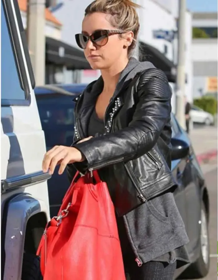 ASHLEY TISDALE BLACK STUDDED LEATHER JACKET ASHLEY TISDALE BLACK STUDDED LEATHER JACKET