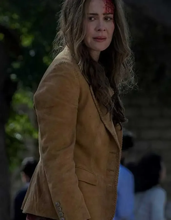 BIRD BOX SARAH PAULSON BROWN BLAZER COAT