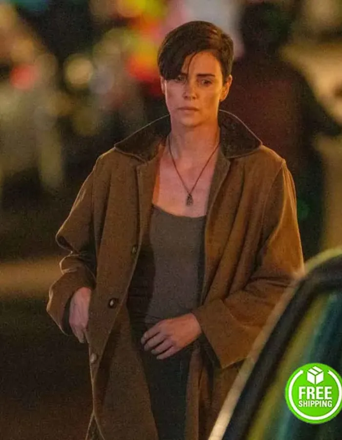 THE OLD GUARD CHARLIZE THERON (ANDY) BROWN COTTON COAT THE OLD GUARD CHARLIZE THERON (ANDY) BROWN COTTON COAT