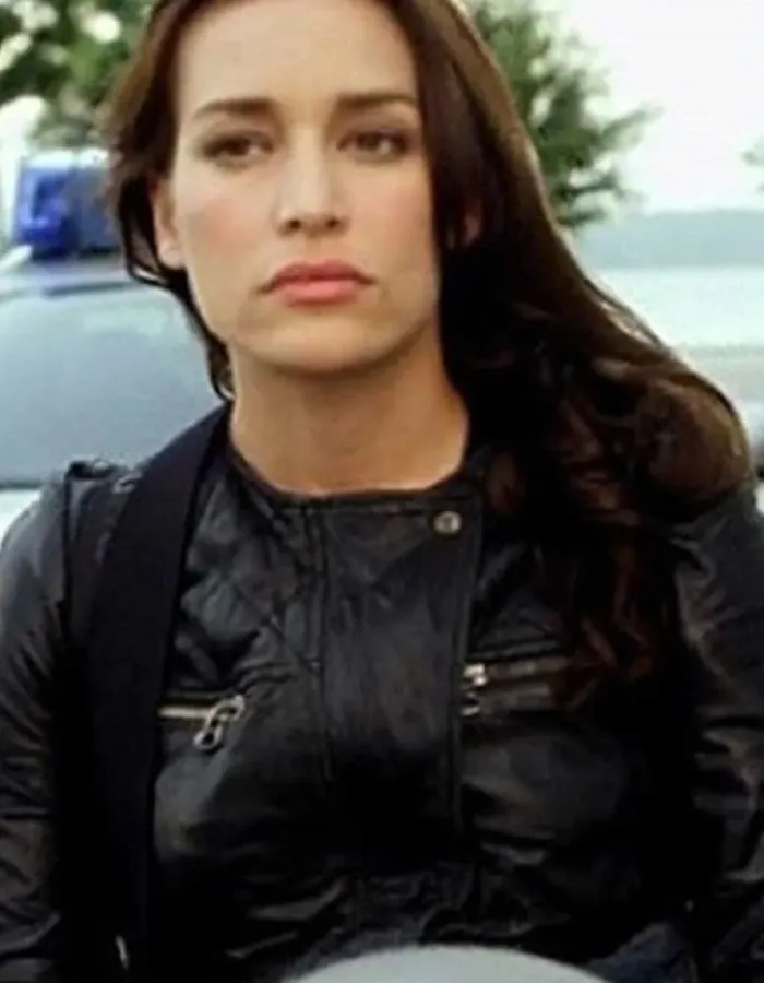 COVERT AFFAIRS PIPER PERABO BLACK LEATHER JACKET COVERT AFFAIRS PIPER PERABO BLACK LEATHER JACKET
