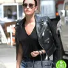 DEMI LOVATO BLACK BIKER LEATHER JACKET