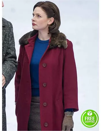 DESPITE THE FALLING SNOW REBECCA FERGUSON (KATYA) MAROON WOOL COAT