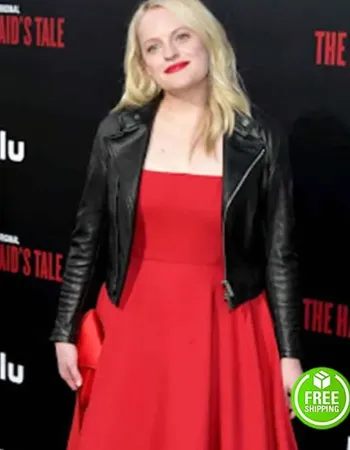 ELISABETH MOSS BLACK LEATHER JACKET