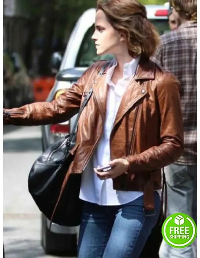 EMMA WATSON BROWN LEATHER JACKET